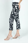 Holland Ave Midnight Garden Crop Pant in Black/White.  2 1/2" curved elasticized waist with 2 front slash pockets.  Snug through hip; slim through thigh and leg.  25" inseam._t_59490952413550