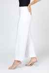 Holland Ave Lizzie Patch Pocket Wide Leg Pant in White.  Pull on pant with faux zipper placket and button.  2 front patch pockets.  2 rear patch pockets.  Snug through stomach, relaxed through hip and leg.  10" leg opening.  28" inseam._t_59765783757166