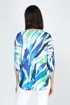 Top Ligne Streamers Print Crew Top.  Blue and green streak print n white.  Crew neck, 3/4 sleeve with curved hem.  Relaxed fit._t_59777631060334