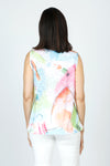 Top Ligne Abstract Colors Cardi.  Multi colored abstract print on a white background.  Open front a-line, 3/4 sleeve cardigan over a scoop neck tank.  Chiffon panels below waist on cardi with clear sequin faux flap pockets and cuffs.  Relaxed fit._t_59588428595566