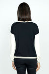 Elliott Lauren Tipping Point Sweater in Starch.  Crew neck color block long sleeve sweater.  Starch front and black back with lurex metallic trim at hem and cuff.  Drop shoulder.  Relaxed fit._t_36113036509384