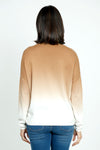 Elliott Lauren Ombre Sweater in Latte. Ombre effect from latte to white. V neck with long sleeves and dropped shoulders. Rib trim at neck, hem and cuff. Relaxed fit._t_35887233335496