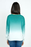 Elliott Lauren Ombre Sweater in Seafoam. Ombre effect from sea green to white. V neck with long sleeves and dropped shoulders. Rib trim at neck, hem and cuff. Relaxed fit._t_35887233368264