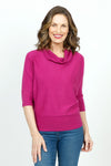 Elliott Lauren Modal Cowl in Magenta.  Cowl neck sweater knit side to side.  Dolman elbow length sleee.  Rib trim at cowl and cuff.  Deep rib hem.  Relaxed fit._t_36098595160264