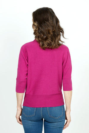 Elliott Lauren Modal Cowl in Magenta.  Cowl neck sweater knit side to side.  Dolman elbow length sleee.  Rib trim at cowl and cuff.  Deep rib hem.  Relaxed fit._36098595193032