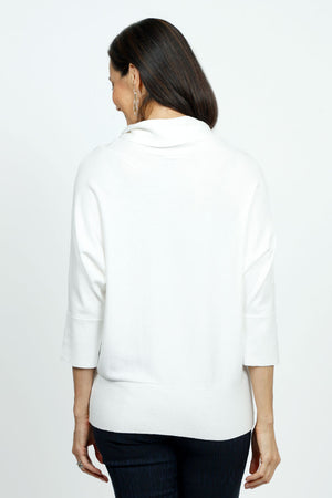 Elliott Lauren Modal Cowl in Winter White.  Cowl neck sweater knit side to side.  Dolman elbow length sleee.  Rib trim at cowl and cuff.  Deep rib hem.  Relaxed fit._36098589065416