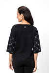 Metric Cross Your Heart Sweater in Black. s three-quarter sleeves, a comfortable fit, and bedazzled diamond heart lattice pattern on the front._t_52985405964654