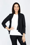 Top Ligne Slub Cardigan in Black.  Lightweight textured slub open front topper with 3/4 sleeve.  Cut on bias.  Drape front. Relaxed fit._t_59741304586606