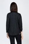 Top Ligne Slub Cardigan in Black.  Lightweight textured slub open front topper with 3/4 sleeve.  Cut on bias.  Drape front. Relaxed fit._t_59741304619374