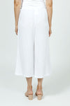 Organic Rags Gauze Pocket Crop in White. Pull on cotton gauze pant with 3/4" contoured flat front waistband, elastic back. Falls straight through the hip, thigh and leg. 2 front pockets. 22" inseam._t_35729899946184