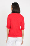 Elliott Lauren Ruched Sleeve Tee in Poppy red. Crew neck tee with ruching down the center of each sleeve. Straight hem. Relaxed fit._t_59611432780142