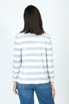 Elliott Lauren Paint Brush Stripe Tee in Chambray.  Brush stroke broad stripes in chambray and cream.  Slub cotton crew neck tee with long sleeves.  Center back seam.  Raw edges.  Relaxed fit._t_59799267574126