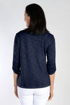 Elliott Lauren Ruched Sleeve Tee in Navy. Crew neck tee with ruching down the center of each sleeve. Straight hem. Relaxed fit._t_59622209519982