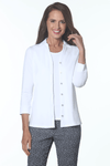 E.L.I. Button Down Shirt in White.  Pointed collar button down with 3/4 sleeve.  Notched v neck. Straight hem. Relaxed fit._t_59594807574894