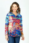 Frederique Abstract Painting Hoodie in multi.  Painted mesh jacket with zip front and attached hood.  Drawstring waist.  Relaxed fit._t_59851241455982