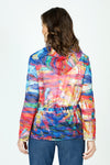 Frederique Abstract Painting Hoodie in multi.  Painted mesh jacket with zip front and attached hood.  Drawstring waist.  Relaxed fit._t_59851241488750