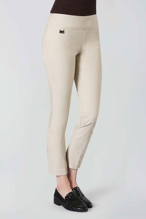 Lisette L Montreal 801 Ankle Pant in Beige.  Pull on pant with 3" waistband.  Magical lycra stretch.  Slim through hip and thigh.  Falls straight from knee.  28" inseam._52968467104110