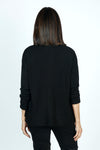 Organic Rags Metallic Knit Top in Black.  Soft knit with gold metallic pieces on front.  V neck with dolman long sleeves.  Rib trim at cuff and hem.  Plain back.  High low hem.  Side slits. Relaxed fit._t_52915074826606