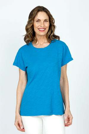 Mododoc Favorite Tee in Calypso Blue.  Crew neck short sleeve slub cotton tee with straight hem.  Relaxed fit._59543033184622