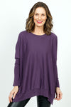 Planet Pima Oversized Crew Sweater in Plum.  Crew neck sweater with long ribbed sleeves.  Rib trim at neck and hem.  Side slits.  Oversized fit.  One sizes fits many._t_36281813401800