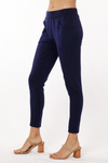 Mododoc Seamed Ankle Pant in 
Vibrant Navy.  Pull on pant with 2" ribbed waistband.  Front slash & stitched pockets.  Raised front center seams.  28" inseam._t_59622636355950