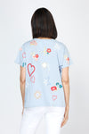 Kyla Seo Embroidered Tee in Blue.  Cotton tee with multi colored embroidery.  Crew neck, short sleeve tee.  Relaxed fit._t_59777713373550