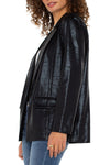 Liverpool Crackle Boyfriend Blazer in Black.  Crackled fabric.  Open front blazer with peaked lapel.  Long sleeves.  2 front patch pockets.  Relaxed fit._t_52933076779374