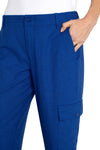 Liverpool Cargo Crop Pant in Blue Topaz.  Stretch twill midrise pant.  Single button and zipper closure.  2 front welt pockets, 2 back patch pockets.  2 side button cargo pockets.  Tab detail at hem.  Comfortable relaxed leg.  Inseam: 26"_t_36078960935112