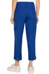 Liverpool Cargo Crop Pant in Blue Topaz.  Stretch twill midrise pant.  Single button and zipper closure.  2 front welt pockets, 2 back patch pockets.  2 side button cargo pockets.  Tab detail at hem.  Comfortable relaxed leg.  Inseam: 26"_t_36078960967880