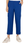 Liverpool Cargo Crop Pant in Blue Topaz.  Stretch twill midrise pant.  Single button and zipper closure.  2 front welt pockets, 2 back patch pockets.  2 side button cargo pockets.  Tab detail at hem.  Comfortable relaxed leg.  Inseam: 26"_t_36078960869576