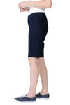 Lisette L Montreal Jupiter Stretch Short in Marine Blue. 3" waistband with 2 front slash pockets. Pull on short. 11" inseam._t_35792382525640
