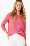 NIC+ZOE Striped Up Supersoft Sweater. Graduated width orange and pink stripes. Boatneck long sleeve sweater with solid orange ribbed cuff and hem. Drop shoulders. Rolled  jersey trim at neck, armhole and side seams. Relaxed fit._t_35668735164616