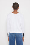 Lisa Todd Summer Love Sweater in White.  V neck button down cardigan.  Long sleeves with intarsia-knit hearts on cuff with rolled edge.  Ribbed placket and hem.  Relaxed fit._t_59855769010542