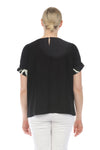 Terra Abstract Art Top in Black.  Crew neck short sleeve top with sewn printed cuff.  Large abstract square graphic on front.  Keyhole in back with button closure. Side slits.  Side seam pockets.  High low hem.  Relaxed fit._t_59761402937710