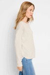 NIC+ZOE Everyday Sparkle Top in Neutral.  Knit with sparkling fiber.  Boat neck long sleeve with split cuff.  Keyhole back with  single button closure. Relaxed fit._t_59396000809326