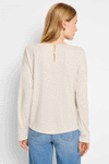 NIC+ZOE Everyday Sparkle Top in Neutral.  Knit with sparkling fiber.  Boat neck long sleeve with split cuff.  Keyhole back with  single button closure. Relaxed fit._t_59396000874862