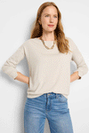 NIC+ZOE Everyday Sparkle Top in Neutral.  Knit with sparkling fiber.  Boat neck long sleeve with split cuff.  Keyhole back with  single button closure. Relaxed fit._t_59396000842094