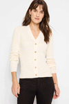 NIC+ZOE Toggle Sweater in Classic Cream.  Pullover v neck with faux toggle button placket down front.  Long sleeves.  Shawl collar.  Lightly textured.  Fitted._t_59399299694958