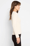 NIC+ZOE Toggle Sweater in Classic Cream.  Pullover v neck with faux toggle button placket down front.  Long sleeves.  Shawl collar.  Lightly textured.  Fitted._t_59399299760494