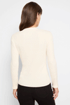 NIC+ZOE Toggle Sweater in Classic Cream.  Pullover v neck with faux toggle button placket down front.  Long sleeves.  Shawl collar.  Lightly textured.  Fitted._t_59399299826030