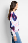 NIC+ZOE Blossom Blur Sweater in Purple Multi.  Screen print.  Blurred abstract floral print.  Crew neck cotton knit with pleat detail at top of sleeve.  Rib detail down center sleeve.   Long sleeves.  Rib trim at neck hem and cuff.  Classic fit._t_59451447837038