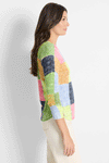 NIC+ZOE Colorfield Sweater in Green Multi.  Patchwork square screen print in bright colors.  Crew neck 3/4 sleeve sweater with split cuff.  Drop shoulder.  Rib trim at neck hem and cuff.  Classic fit._t_59571565429102