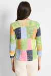 NIC+ZOE Colorfield Sweater in Green Multi.  Patchwork square screen print in bright colors.  Crew neck 3/4 sleeve sweater with split cuff.  Drop shoulder.  Rib trim at neck hem and cuff.  Classic fit._t_59571565363566