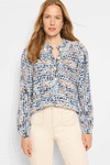 NIC+ZOE Dew Drops Henley Sweater in Blue Multi.  Banded crew neck with 4 button placket.  Long sleeves with pleated top.  Rib trim at neck hem and cuff.  Relaxed fit._t_59399380337006