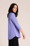 Sympli Go to Classic Relax in Jacaranda  a deep lilac.  Crew neck, 3/4 sleeve top with curved hem and side slits.  Relaxed fit._t_59588737335662