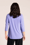 Sympli Go to Classic Relax in Jacaranda  a deep lilac.  Crew neck, 3/4 sleeve top with curved hem and side slits.  Relaxed fit._t_59588737368430