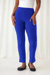 Sympli Narrow Pant Midi in Lapis.  Elastic waist pull on pant with side slit.  27" inseam._t_59513425166702